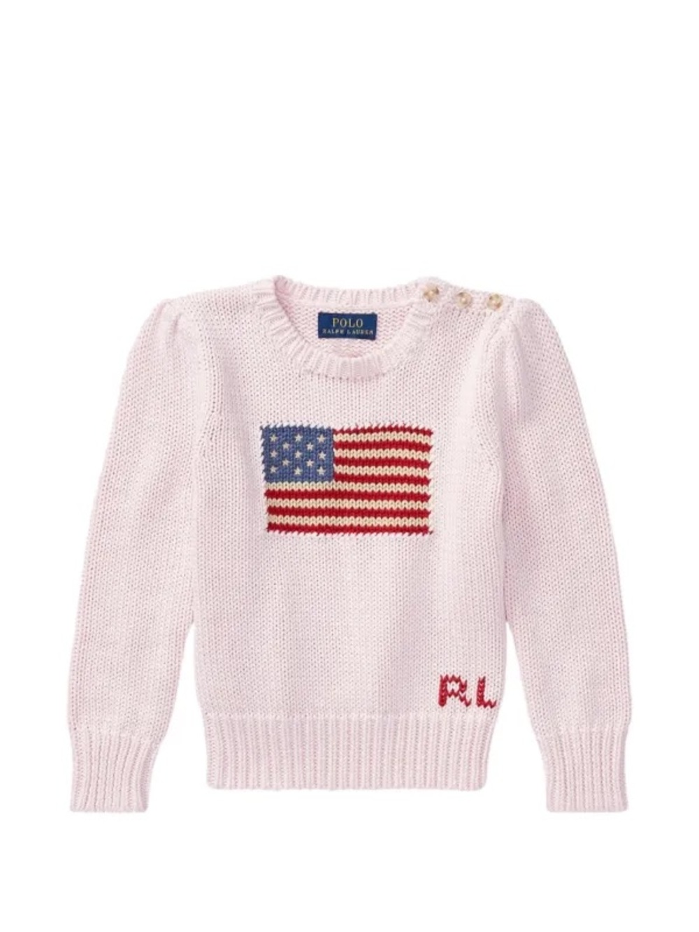 Polo by Ralph Lauren Light Pink Knit Sweater with American Flag
